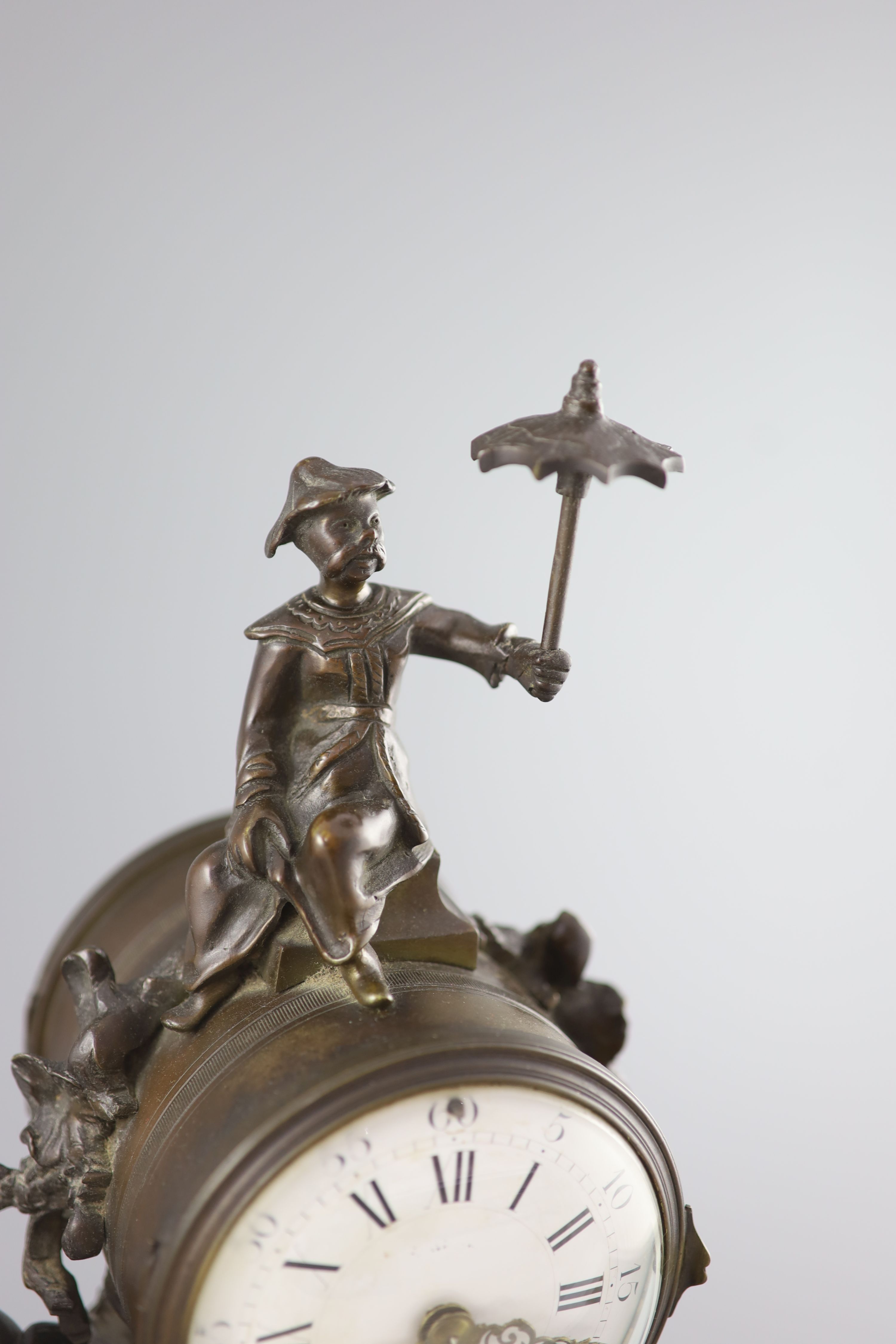 A 19th century Louis XV style bronze ‘pendule a l’elephant’, 40cm high